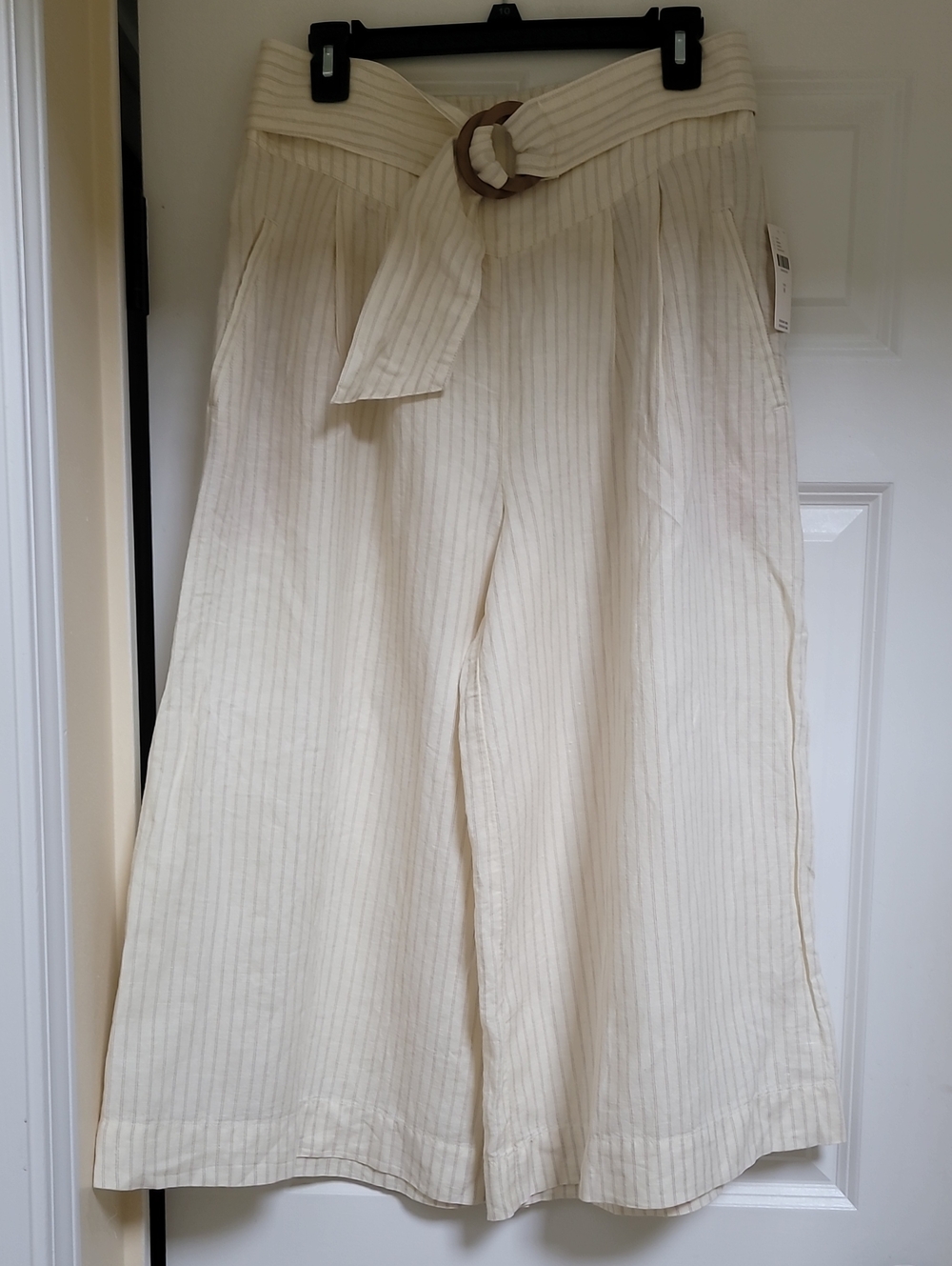 ANTHROPOLOGIE Wide Leg Cropped Pants Palm Beach Belted Culottes - Picture 3 of 14